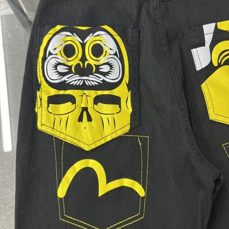 Evisu Multi-Pocket Daruma Graphic Jeans Black - 5