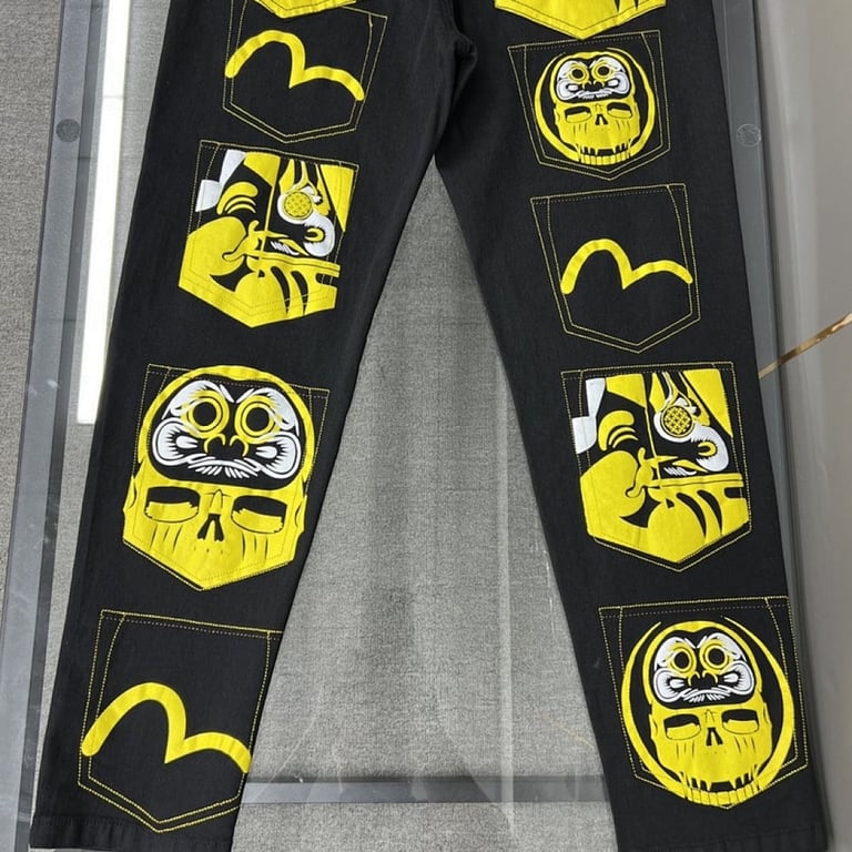 Evisu Multi-Pocket Daruma Graphic Jeans Black - 6