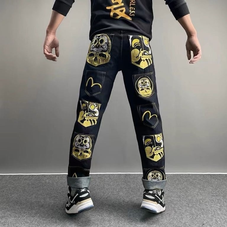 Evisu Multi-Pocket Daruma Graphic Jeans Black - 8