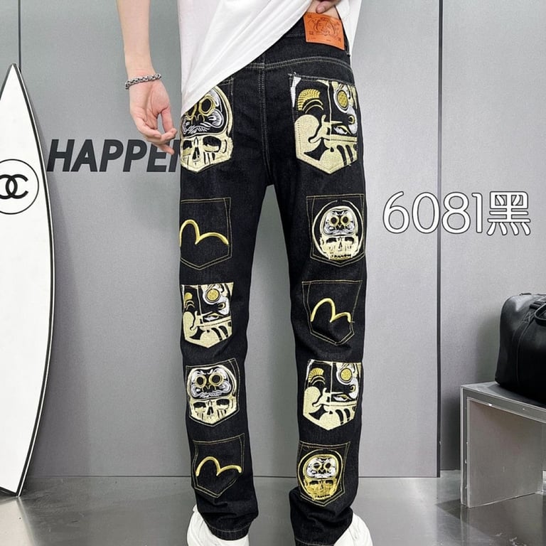 Evisu Multi-Pocket Daruma Graphic Jeans Black - 9