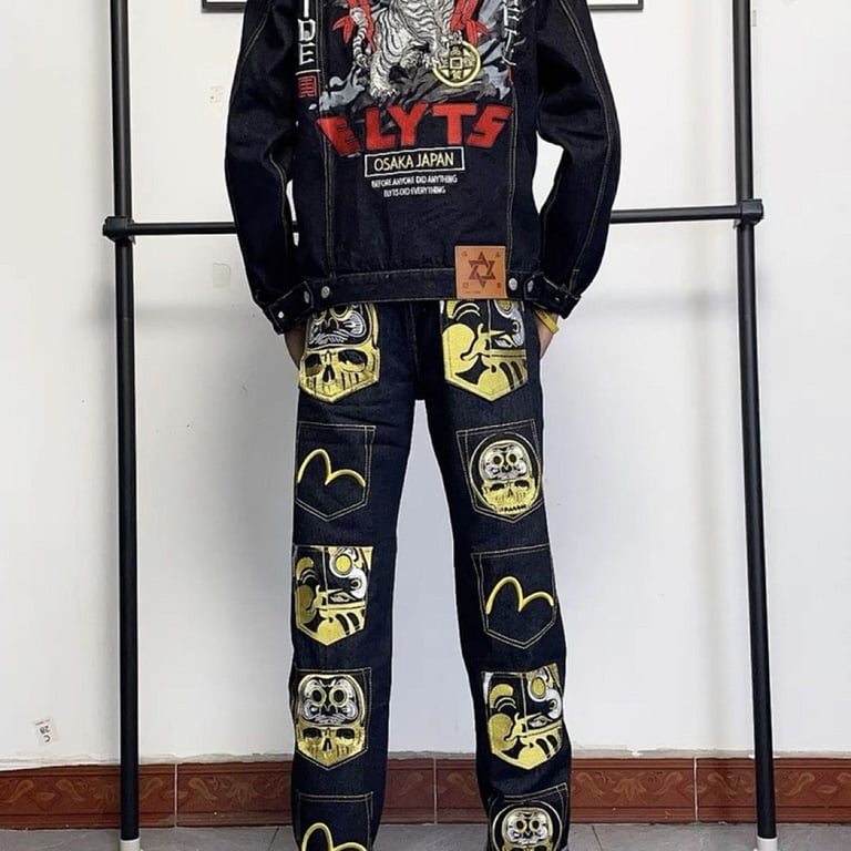 Evisu Multi-Pocket Daruma Graphic Jeans Black - 10
