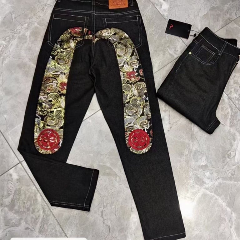 Evisu Black Dragon Brocade Daicock Jeans - 4