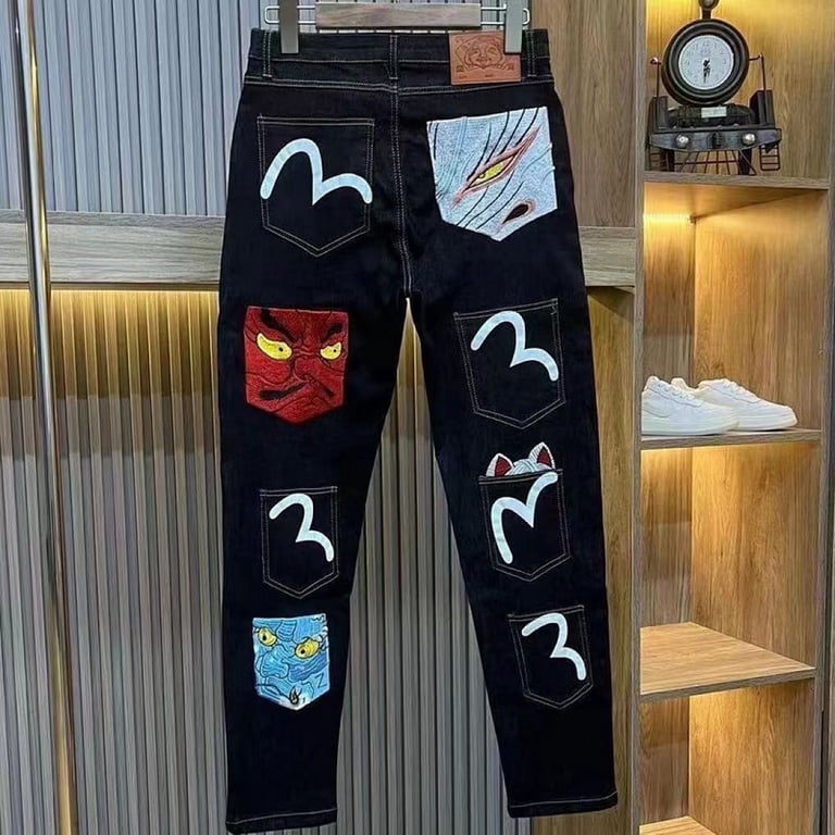 Evisu Lot 2000 Multi-Pocket Graphic Jeans Black - 3