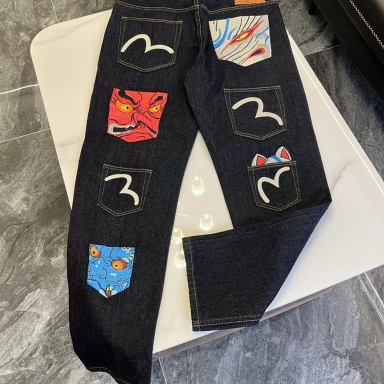 Evisu Lot 2000 Multi-Pocket Graphic Jeans Black - 5