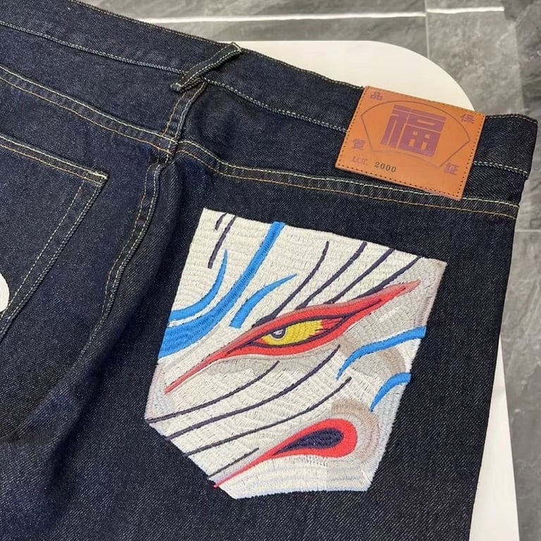 Evisu Lot 2000 Multi-Pocket Graphic Jeans Black - 7
