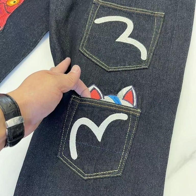Evisu Lot 2000 Multi-Pocket Graphic Jeans Black - 8