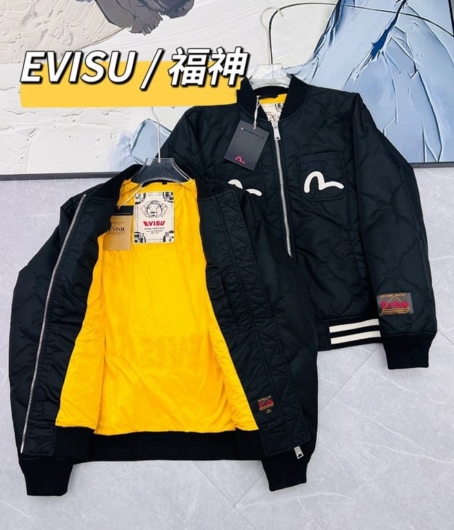Evisu Quilted Godhead Bomber Jacket Black - 12