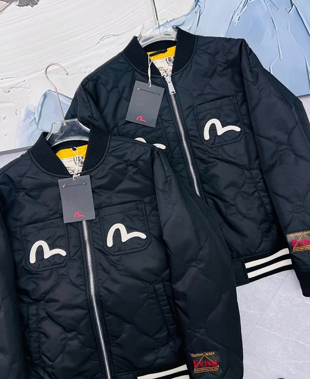 Evisu Quilted Godhead Bomber Jacket Black - 15