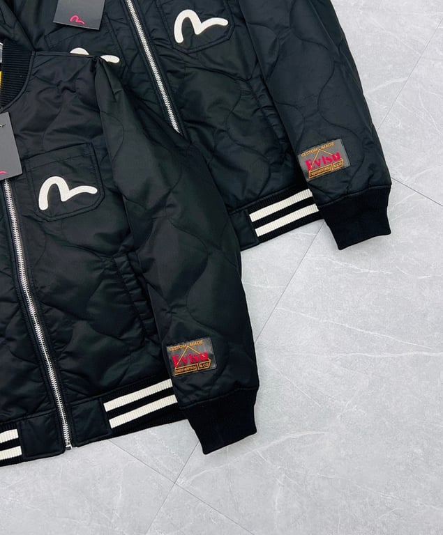 Evisu Quilted Godhead Bomber Jacket Black - 16