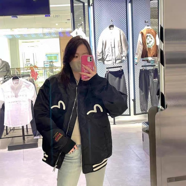 Evisu Quilted Godhead Bomber Jacket Black - 24