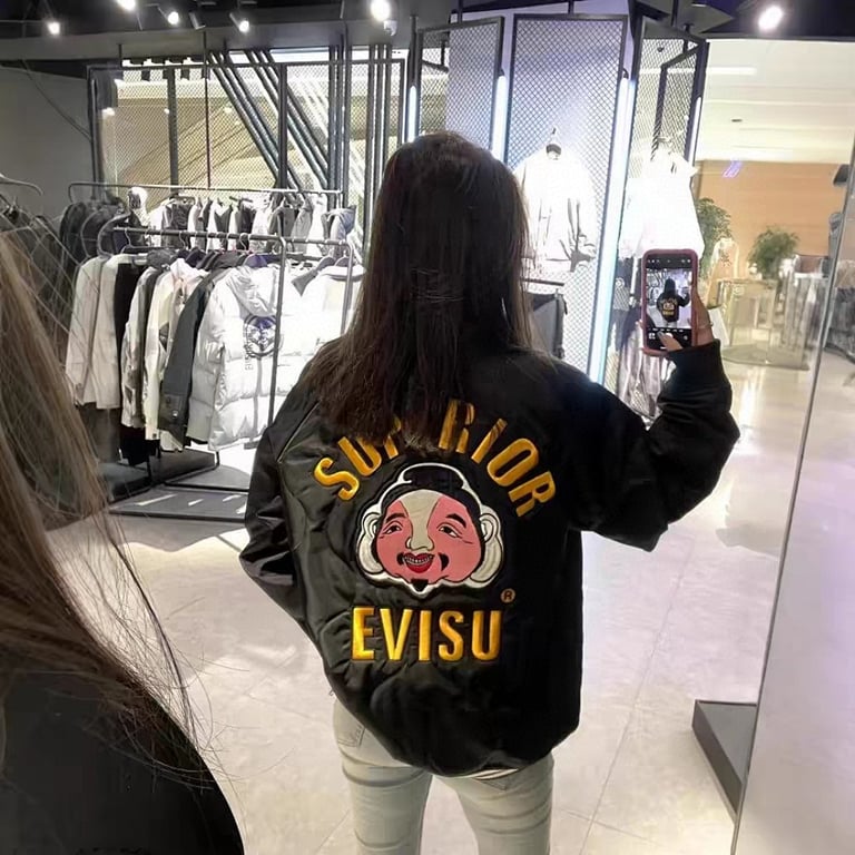 Evisu Quilted Godhead Bomber Jacket Black - 25