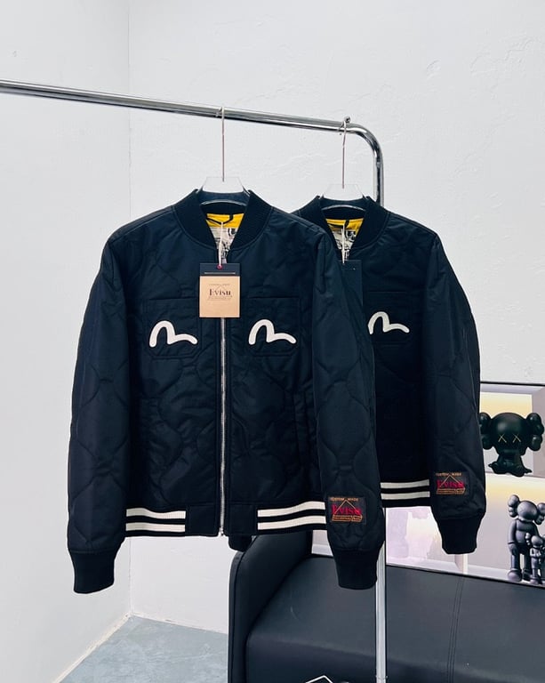 Evisu Quilted Godhead Bomber Jacket Black - 4