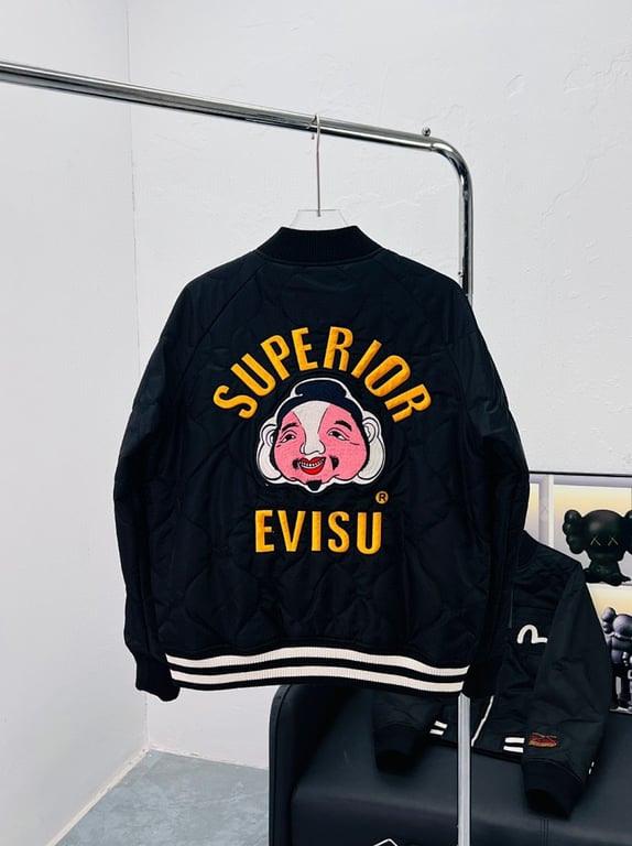 Evisu Quilted Godhead Bomber Jacket Black - 6