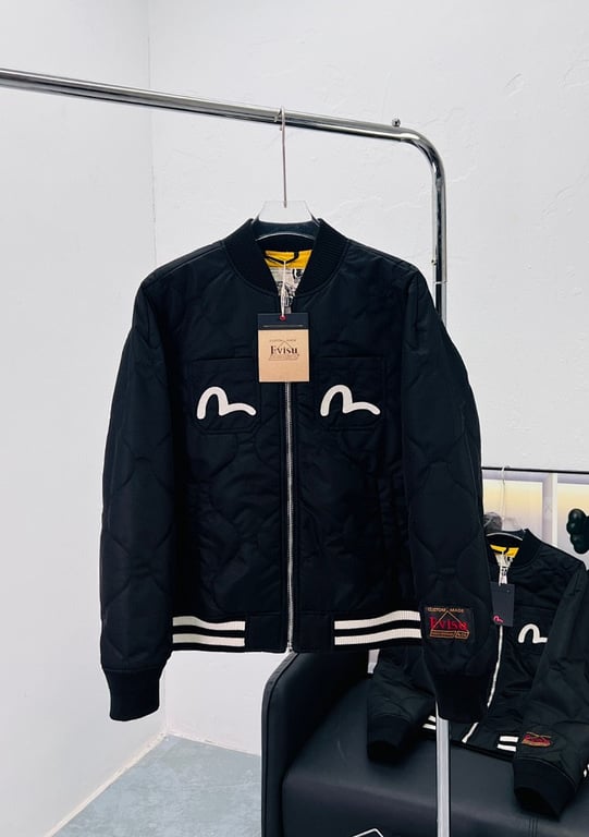 Evisu Quilted Godhead Bomber Jacket Black - 7