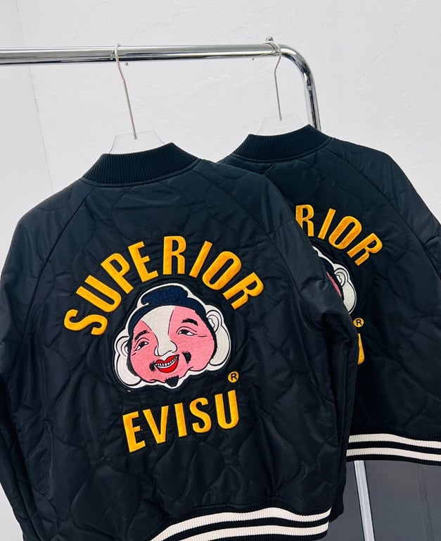 Evisu Quilted Godhead Bomber Jacket Black - 9