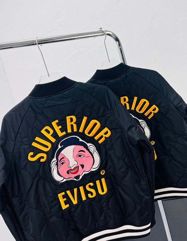 Evisu Quilted Godhead Bomber Jacket Black - 10