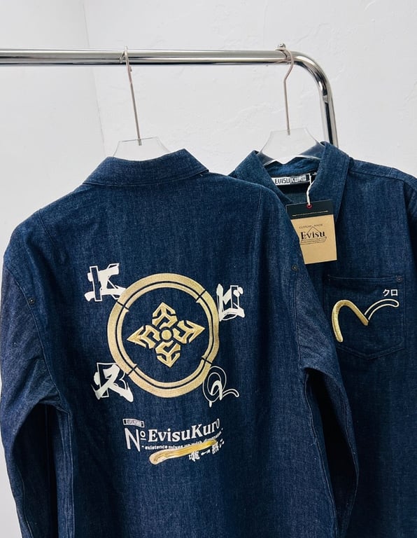 Evisu Kuro N72-14982 Denim Graphic Shirt - 7