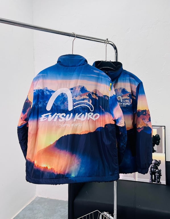 Evisu Kuro Mountain Print Reversible Jacket - 7