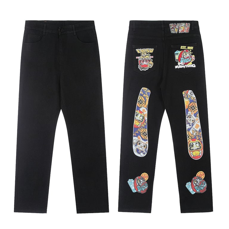 Evisu Black Graphic Patch Jeans N110-19051 - 15