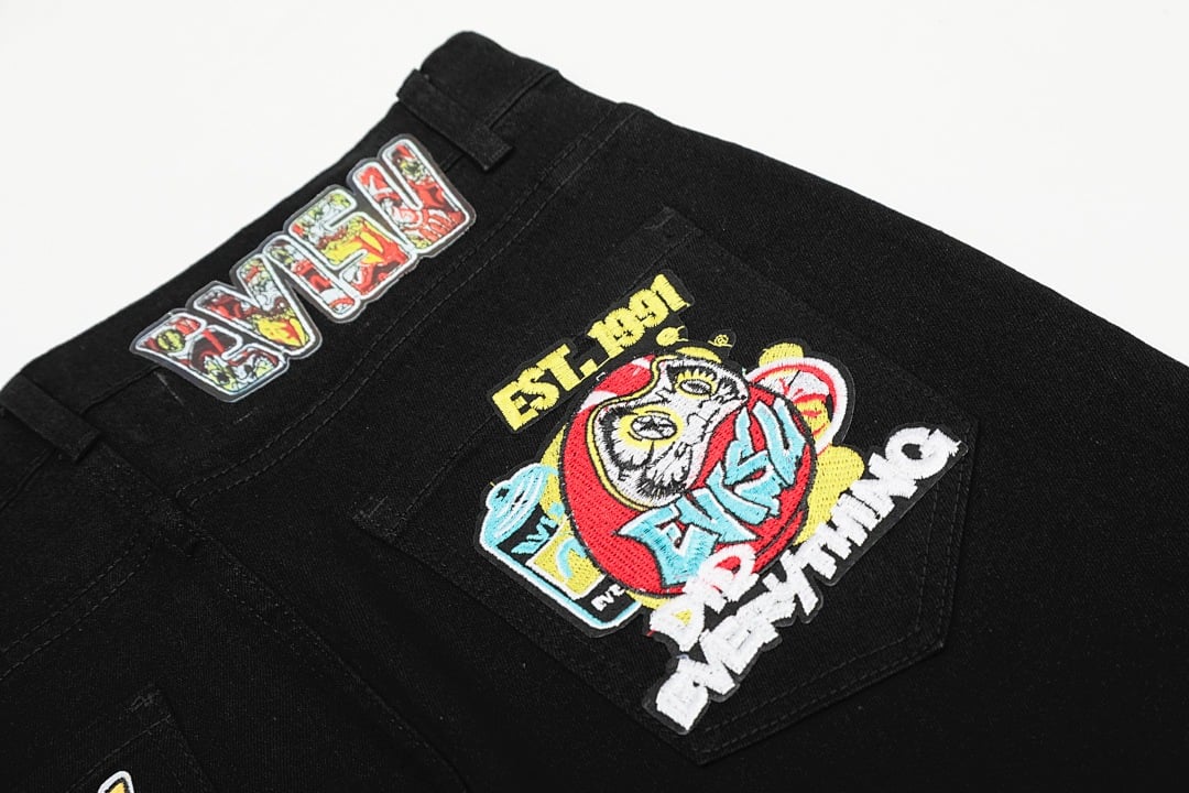 Evisu Black Graphic Patch Jeans N110-19051 - 4