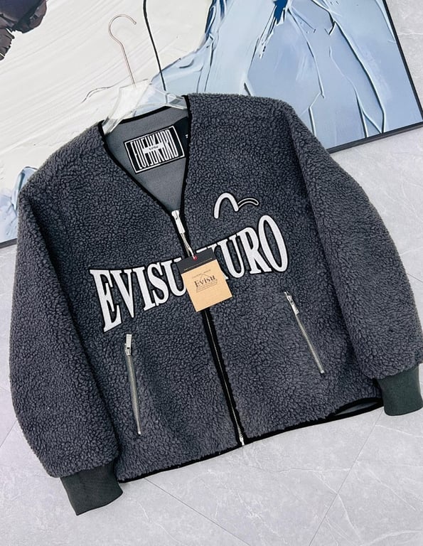 Evisu Kuro Sherpa Fleece Jacket Grey N72-14987 - 11