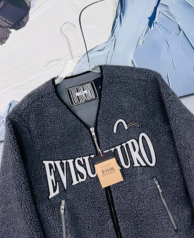 Evisu Kuro Sherpa Fleece Jacket Grey N72-14987 - 12