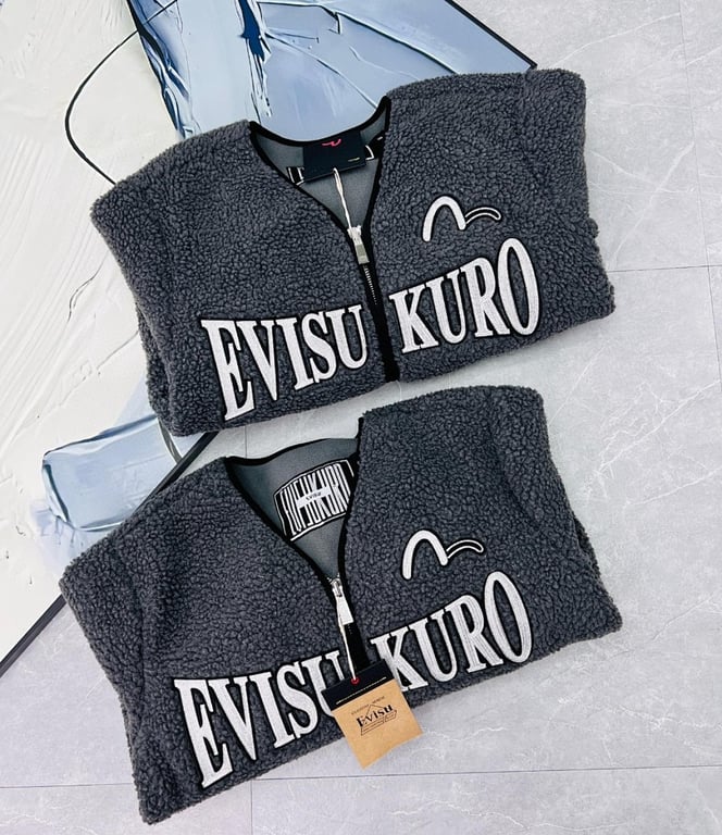 Evisu Kuro Sherpa Fleece Jacket Grey N72-14987 - 14