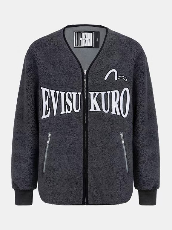 Evisu Kuro Sherpa Fleece Jacket Grey N72-14987 - 19
