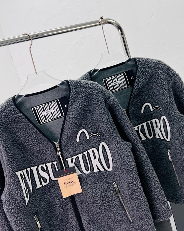 Evisu Kuro Sherpa Fleece Jacket Grey N72-14987 - 3