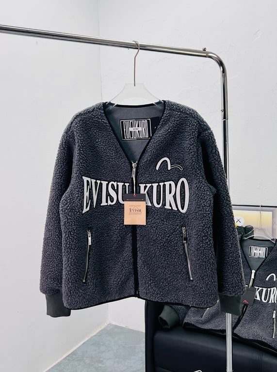 Evisu Kuro Sherpa Fleece Jacket Grey N72-14987 - 7