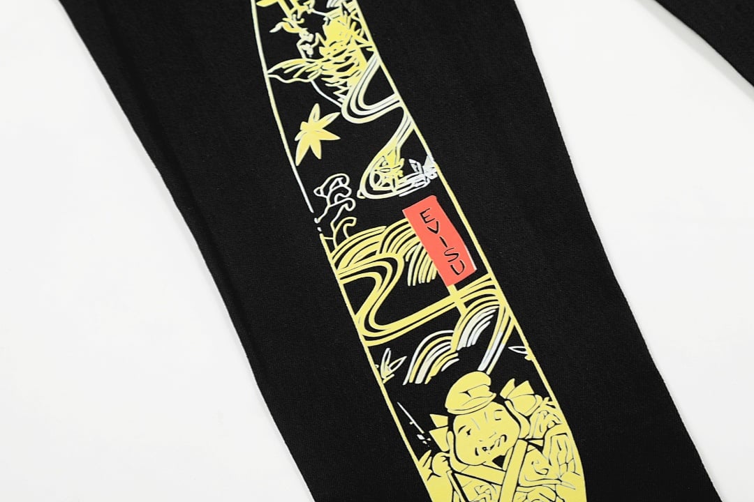 Evisu Black Graphic Print Jeans - 14
