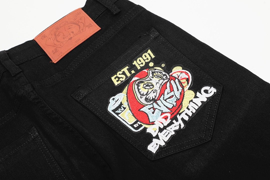Evisu Black Graphic Print Jeans - 4