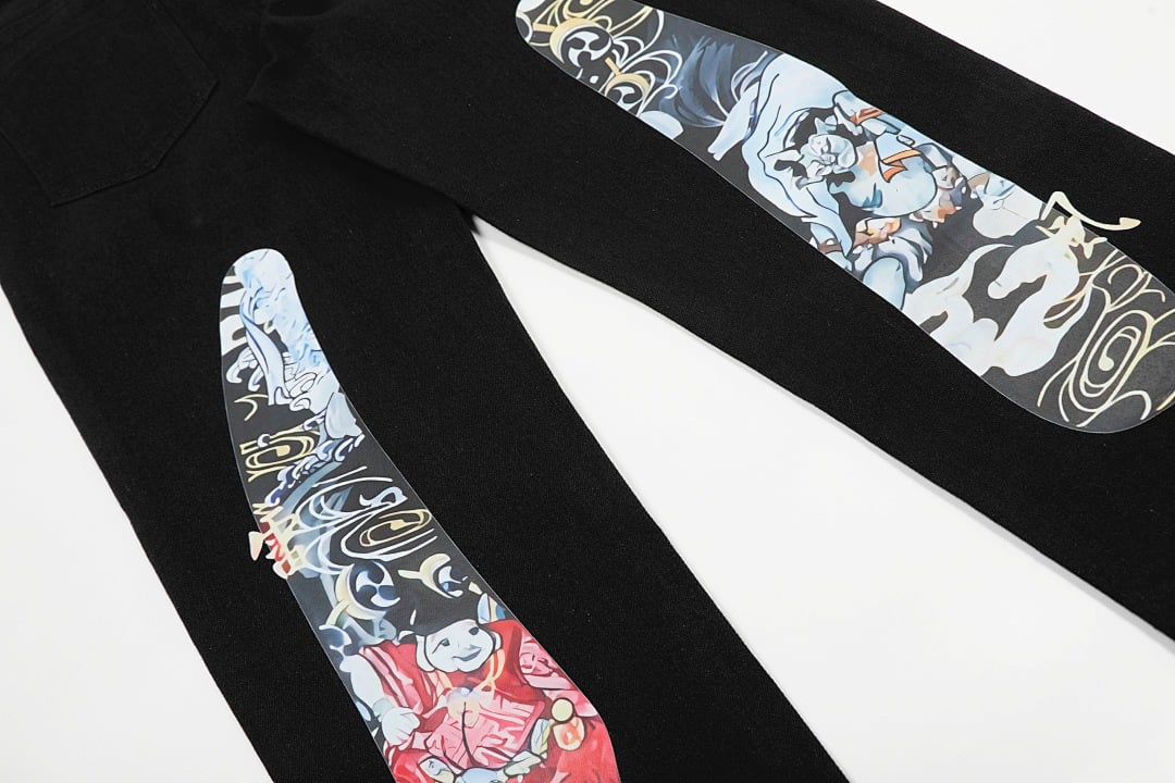 Evisu N110-19057 Graphic Print Black Jeans - 6