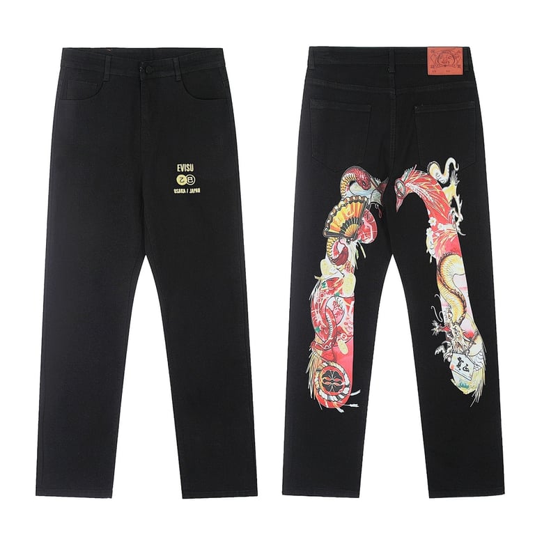 Evisu Black Graphic Jeans N110-19056 - 14