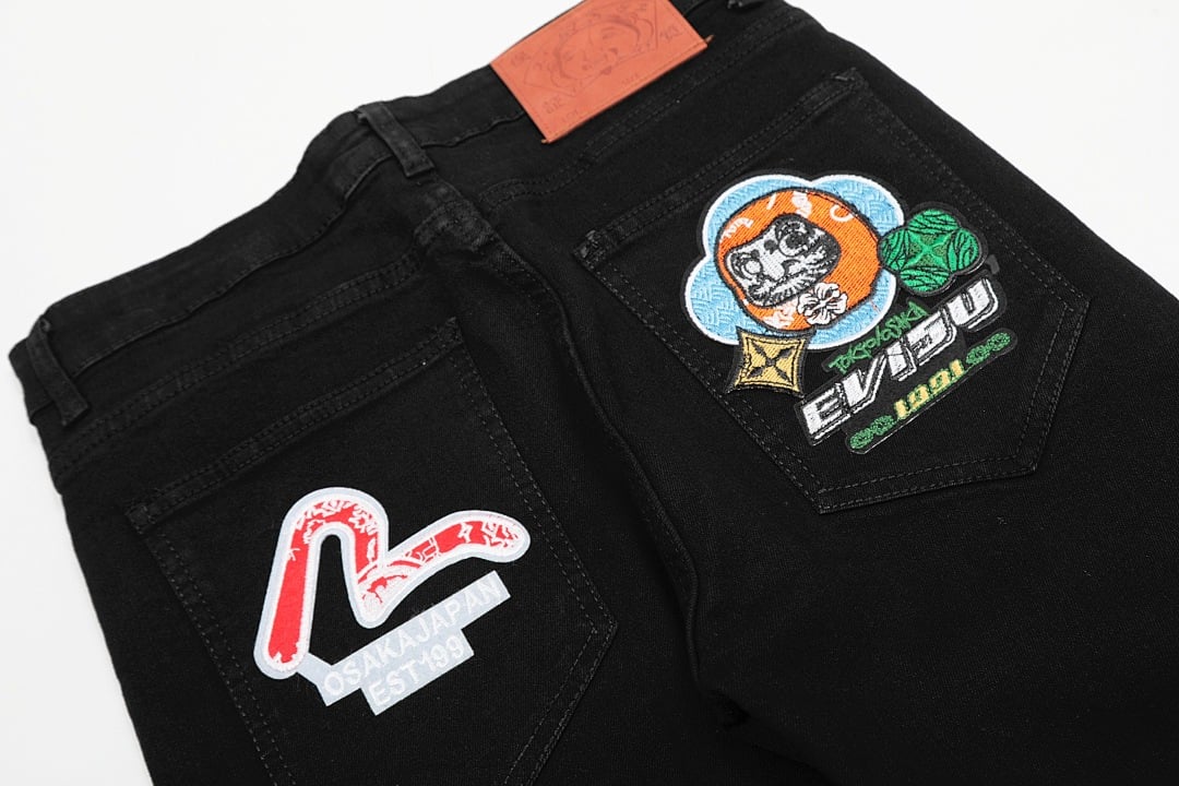 Evisu Black Graphic Patch Jeans N110-19059 - 5