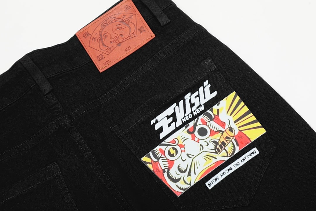 Evisu Black Graphic Jeans N110-19065 - 4