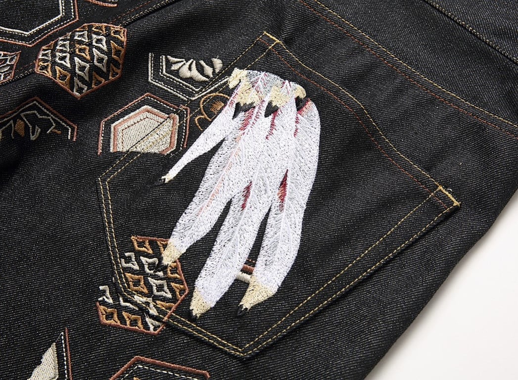 Evisu Embroidered Feather Jeans Black - 5