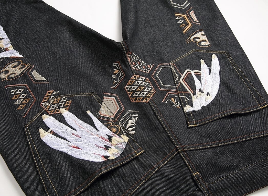 Evisu Embroidered Feather Jeans Black - 6