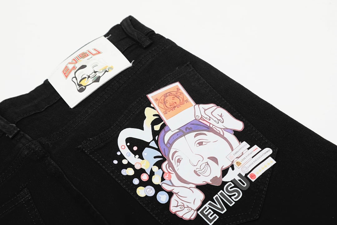 Evisu N110-19103 Graphic Print Jeans Black - 3