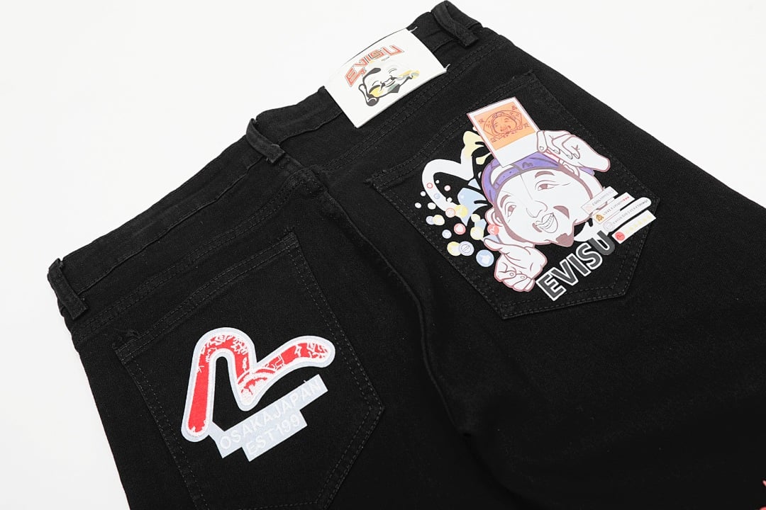 Evisu N110-19103 Graphic Print Jeans Black - 6