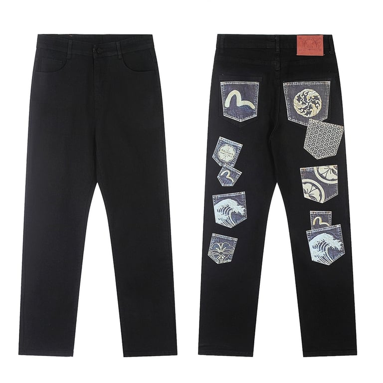 Evisu Multi-Pocket Graphic Jeans Black - 14