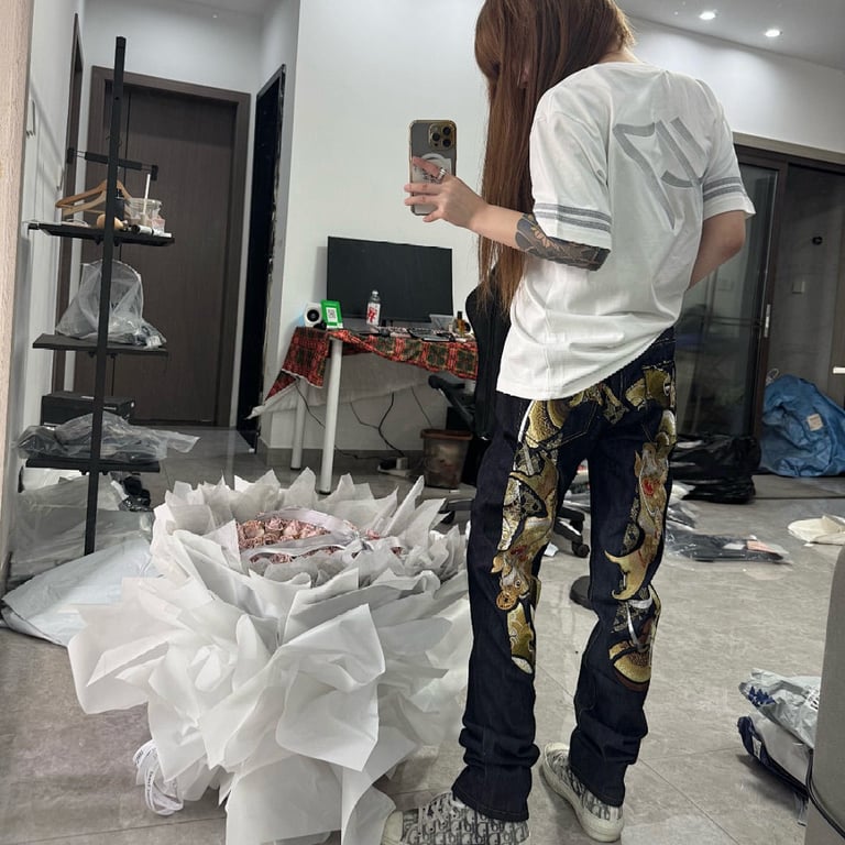 Evisu Koi Fish Embroidered Jeans Black - 11