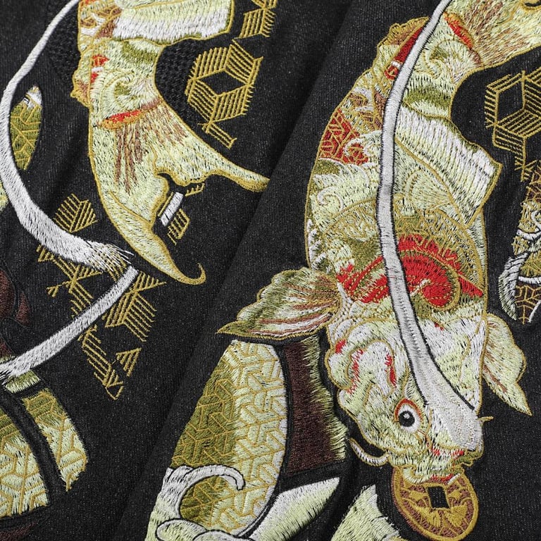 Evisu Koi Fish Embroidered Jeans Black - 12