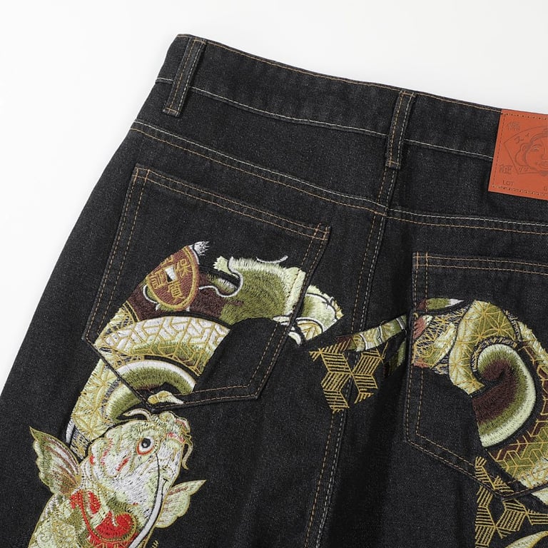 Evisu Koi Fish Embroidered Jeans Black - 15