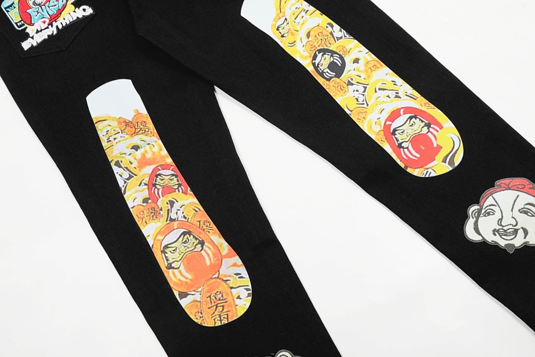 Evisu N110-19088 Graphic Print Jeans Black - 16