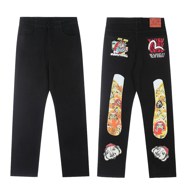 Evisu N110-19088 Graphic Print Jeans Black - 17