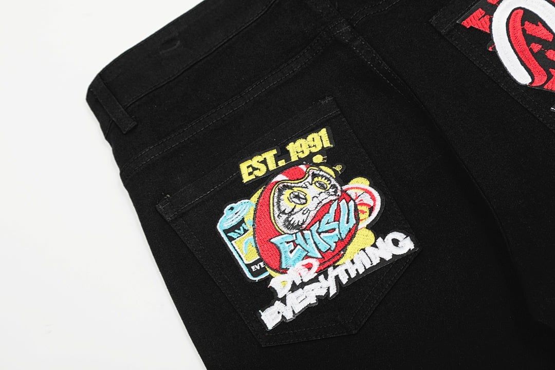 Evisu N110-19088 Graphic Print Jeans Black - 4