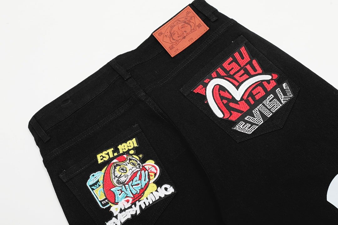 Evisu N110-19088 Graphic Print Jeans Black - 5