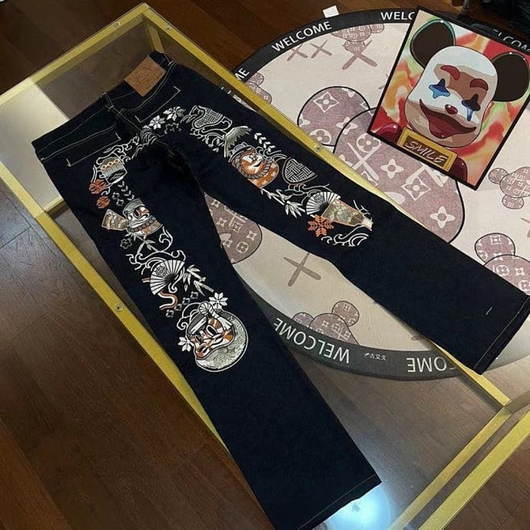 Evisu Daruma Embroidered Jeans Black - 10