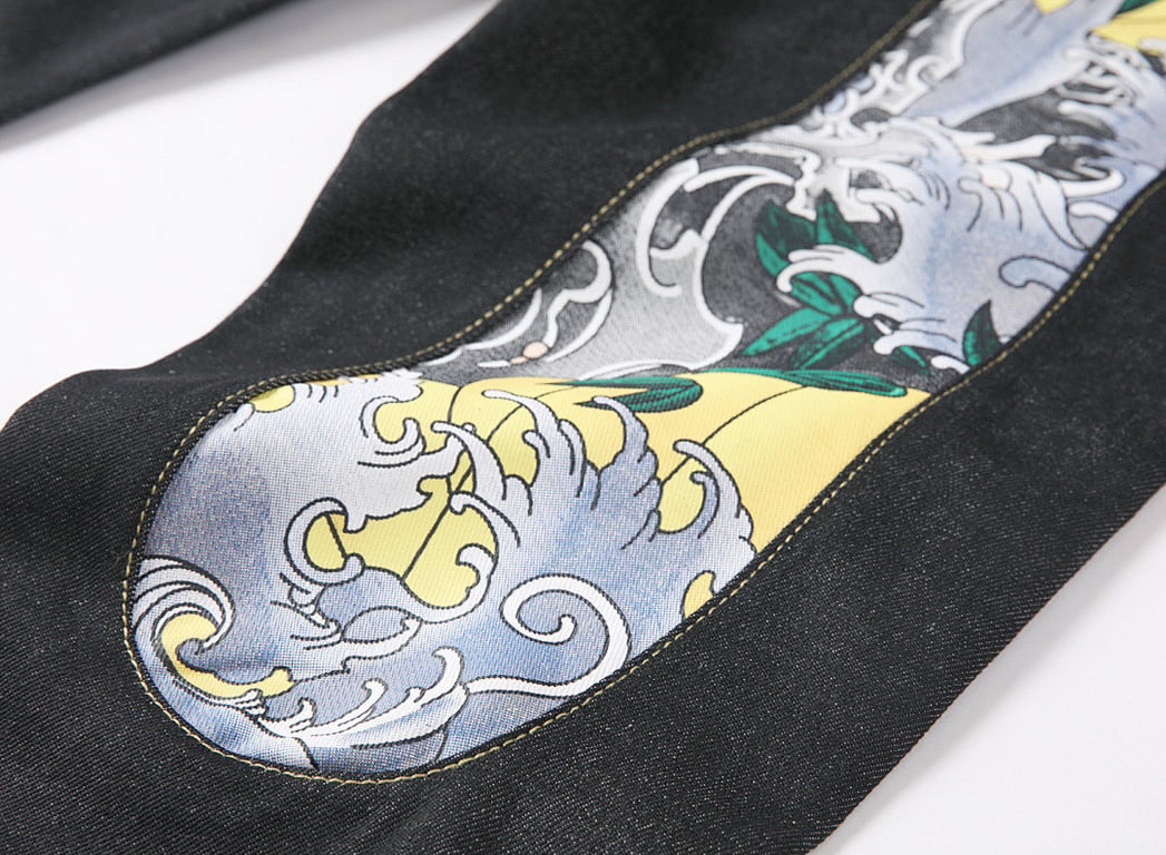 Evisu Panda Wave Graphic Jeans - 5